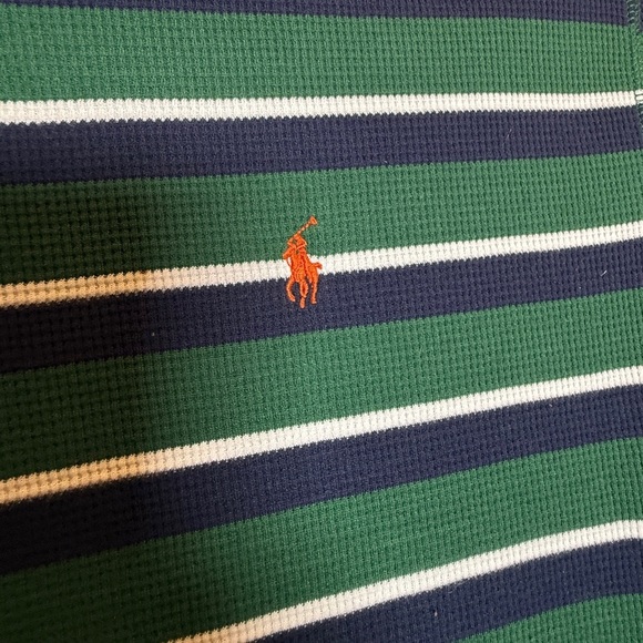 Polo by Ralph Lauren Green and Navy Striped Shirt - Picture 3 of 4